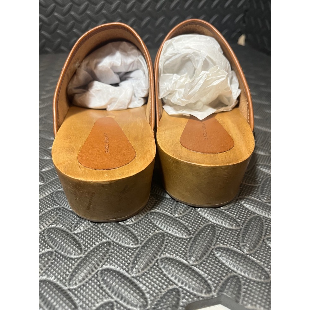 Isabel Marant Classic Thaile Clogs 41/11 Brown Leather Studded Wood Sole Mules - Picture 10 of 10